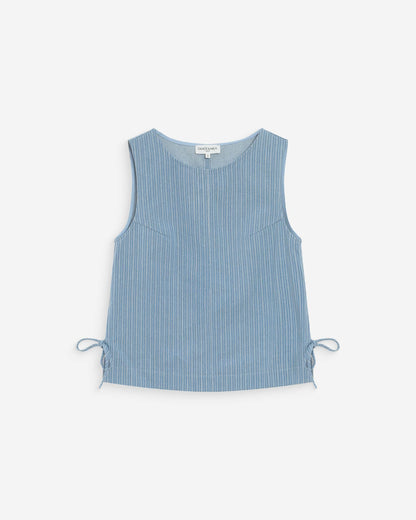 Top en denim rayé col rond sans manches stripedblue Vendome