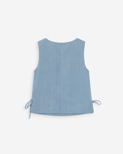 Top en denim rayé col rond sans manches stripedblue Vendome