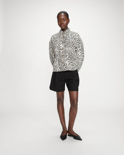 Veste chemise oversize en coton imprimé zebre Vana