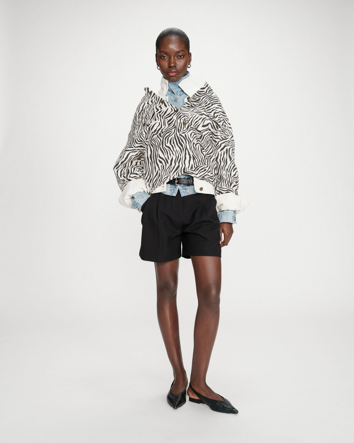 Veste chemise oversize en coton imprimé zebre Vana