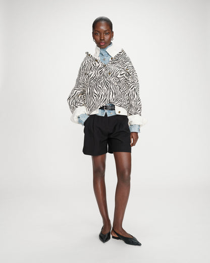 Veste chemise oversize en coton imprimé zebre Vana