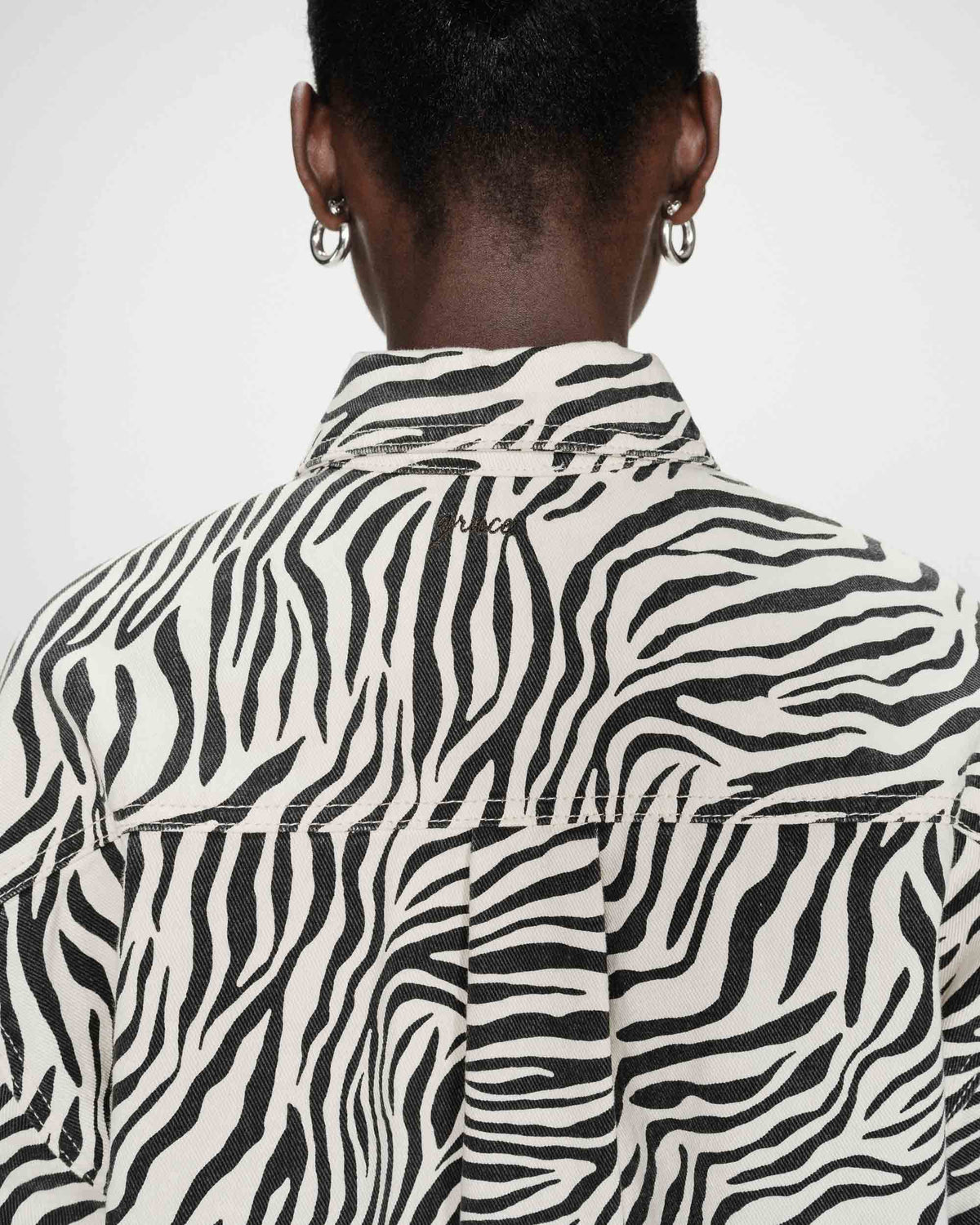Veste chemise oversize en coton imprimé zebre Vana