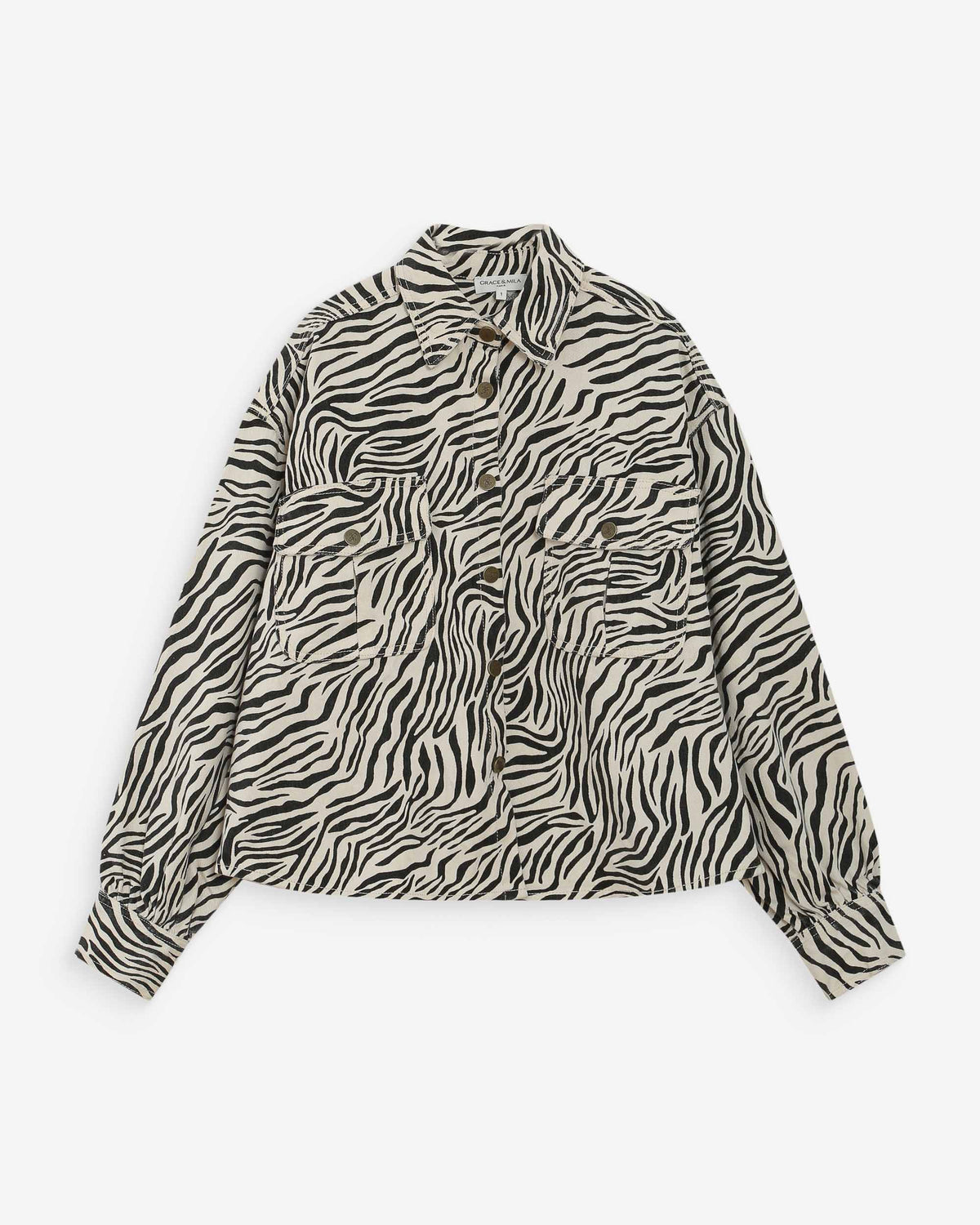 Veste chemise oversize en coton imprimé zebre Vana