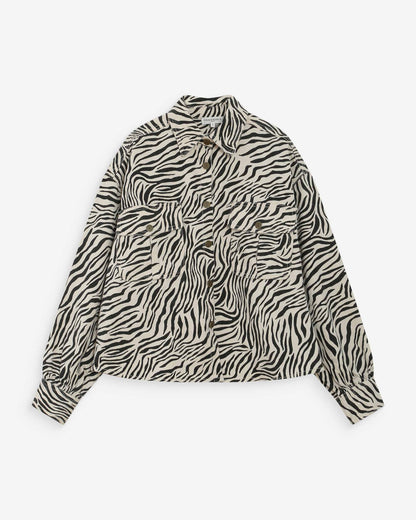 Veste chemise oversize en coton imprimé zebre Vana