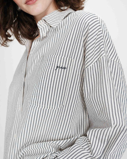Chemise oversize rayée en coton marine Vipera