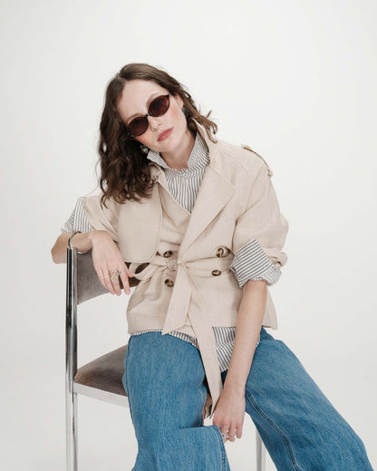 Chemise oversize rayée en coton marine Vipera