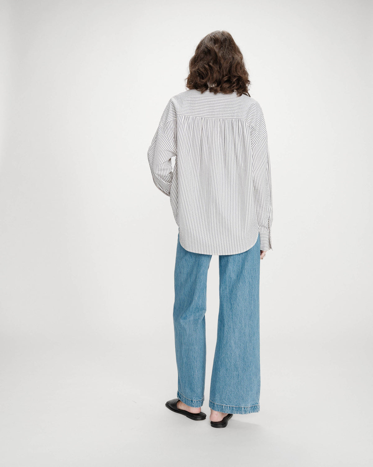Chemise oversize rayée en coton marine Vipera