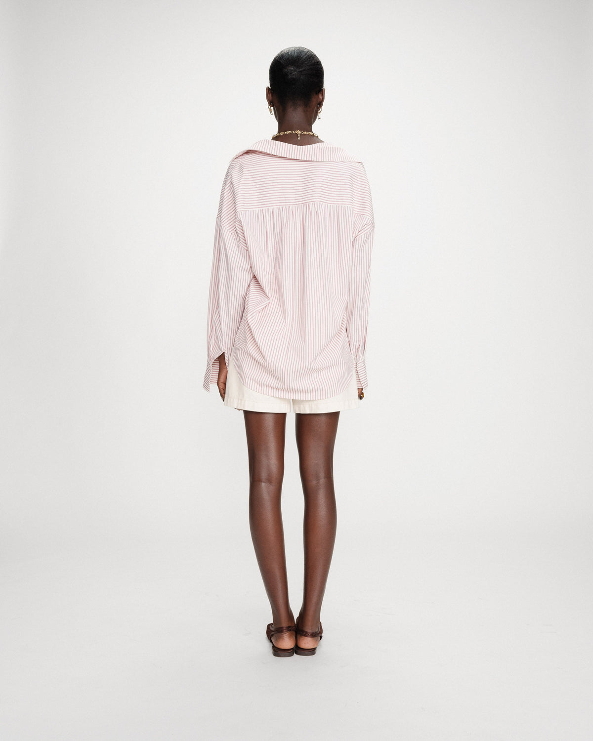 Chemise oversize rayée en coton pivoine Vipera