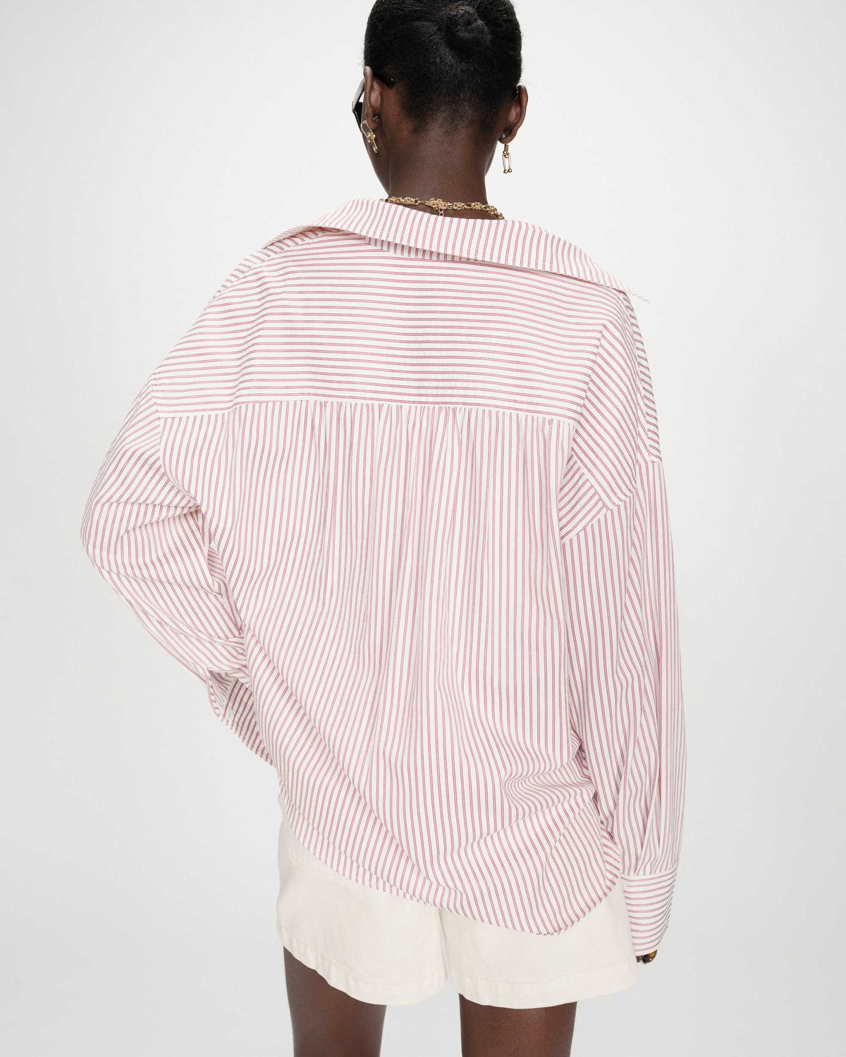 Chemise oversize rayée en coton pivoine Vipera