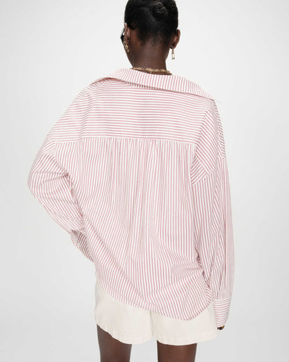 Chemise oversize rayée en coton pivoine Vipera