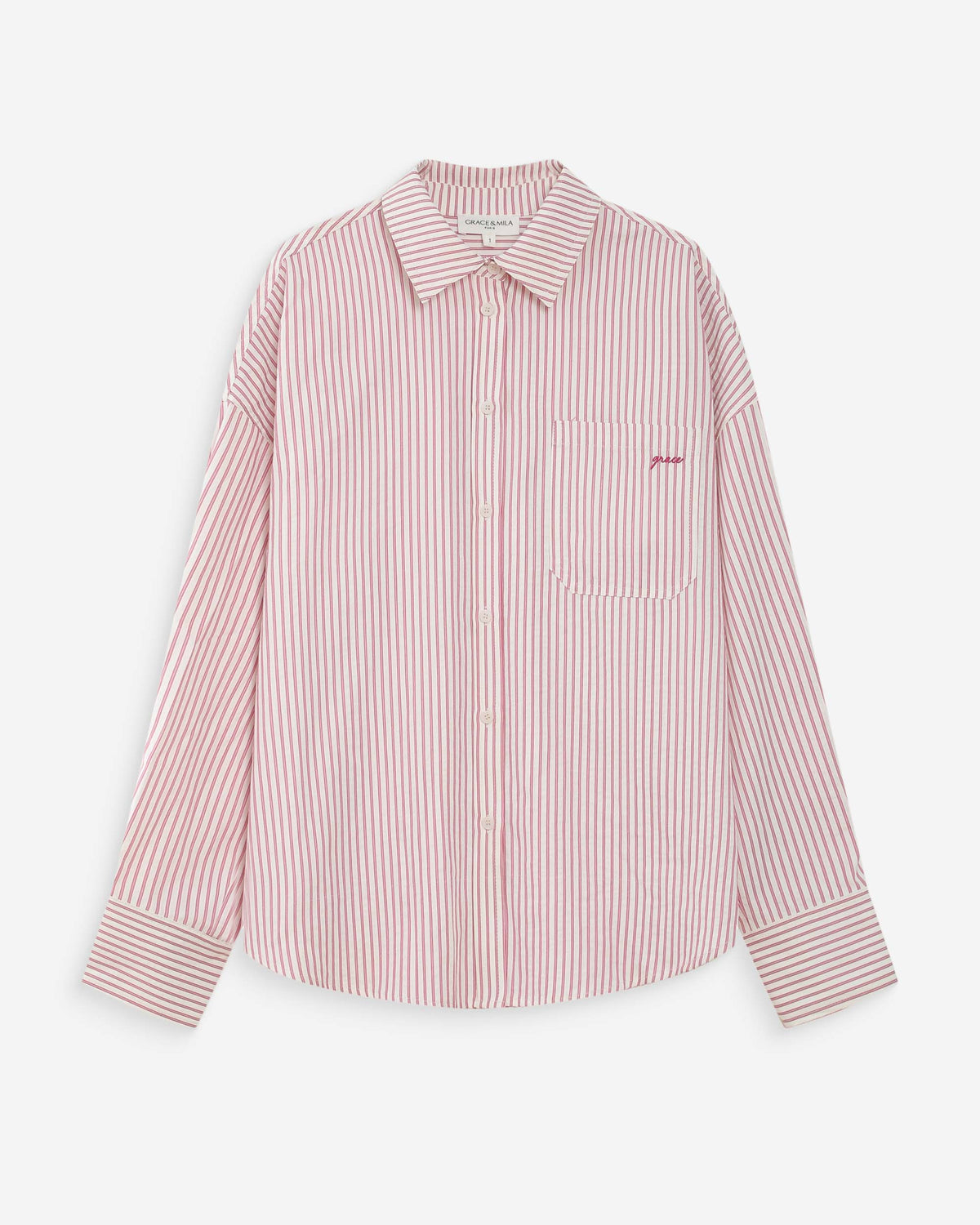 Chemise oversize rayée en coton pivoine Vipera