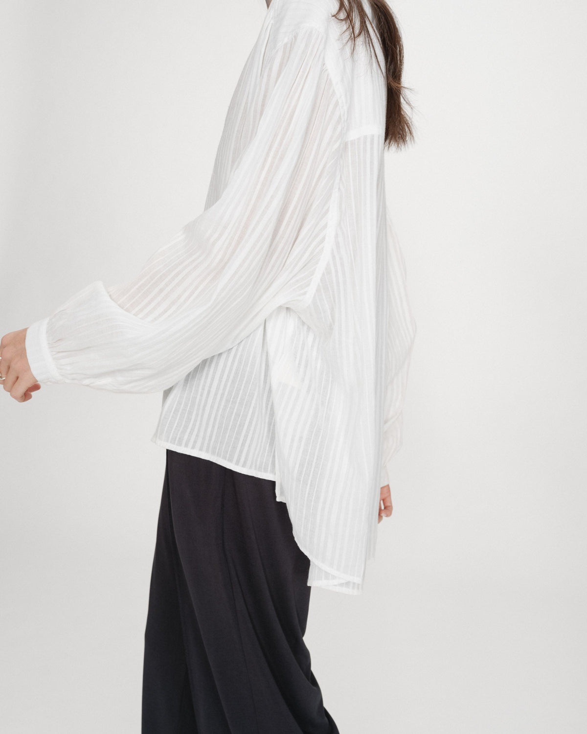 Chemise oversize en coton manches bouffantes ivoire Vibes