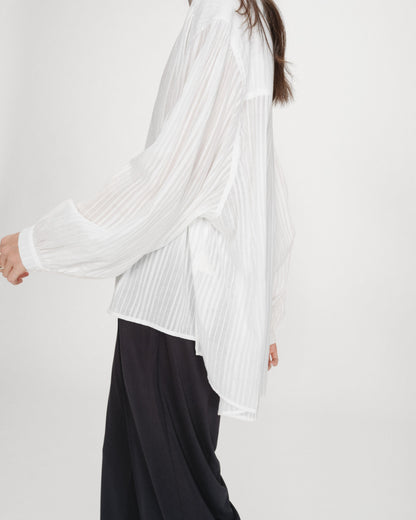 Chemise oversize en coton manches bouffantes ivoire Vibes