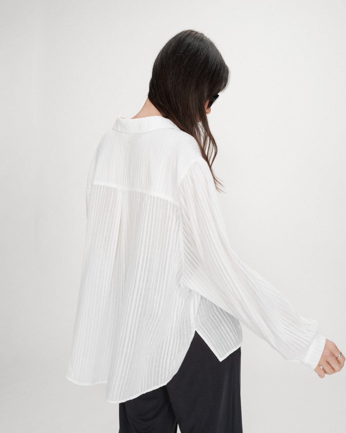 Chemise oversize en coton manches bouffantes ivoire Vibes