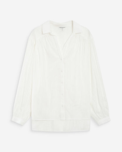 Chemise oversize en coton manches bouffantes ivoire Vibes