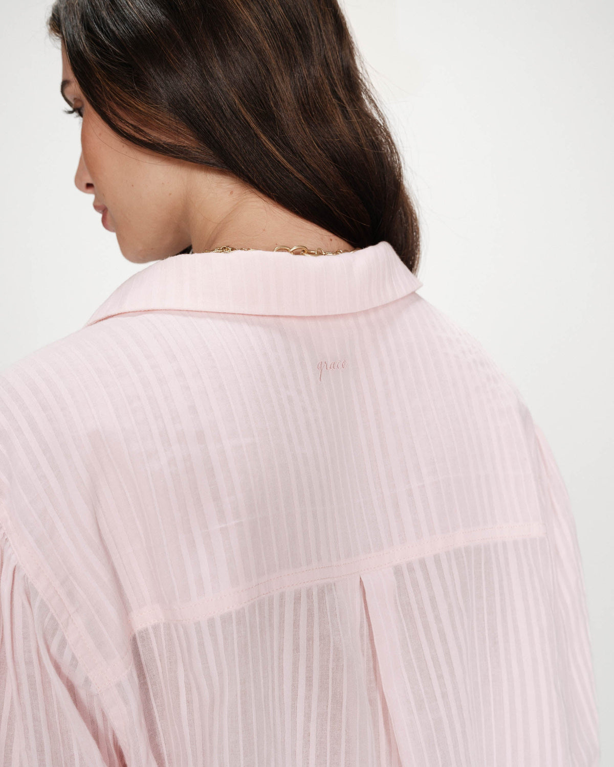 Chemise oversize en coton manches bouffantes rose Vibes