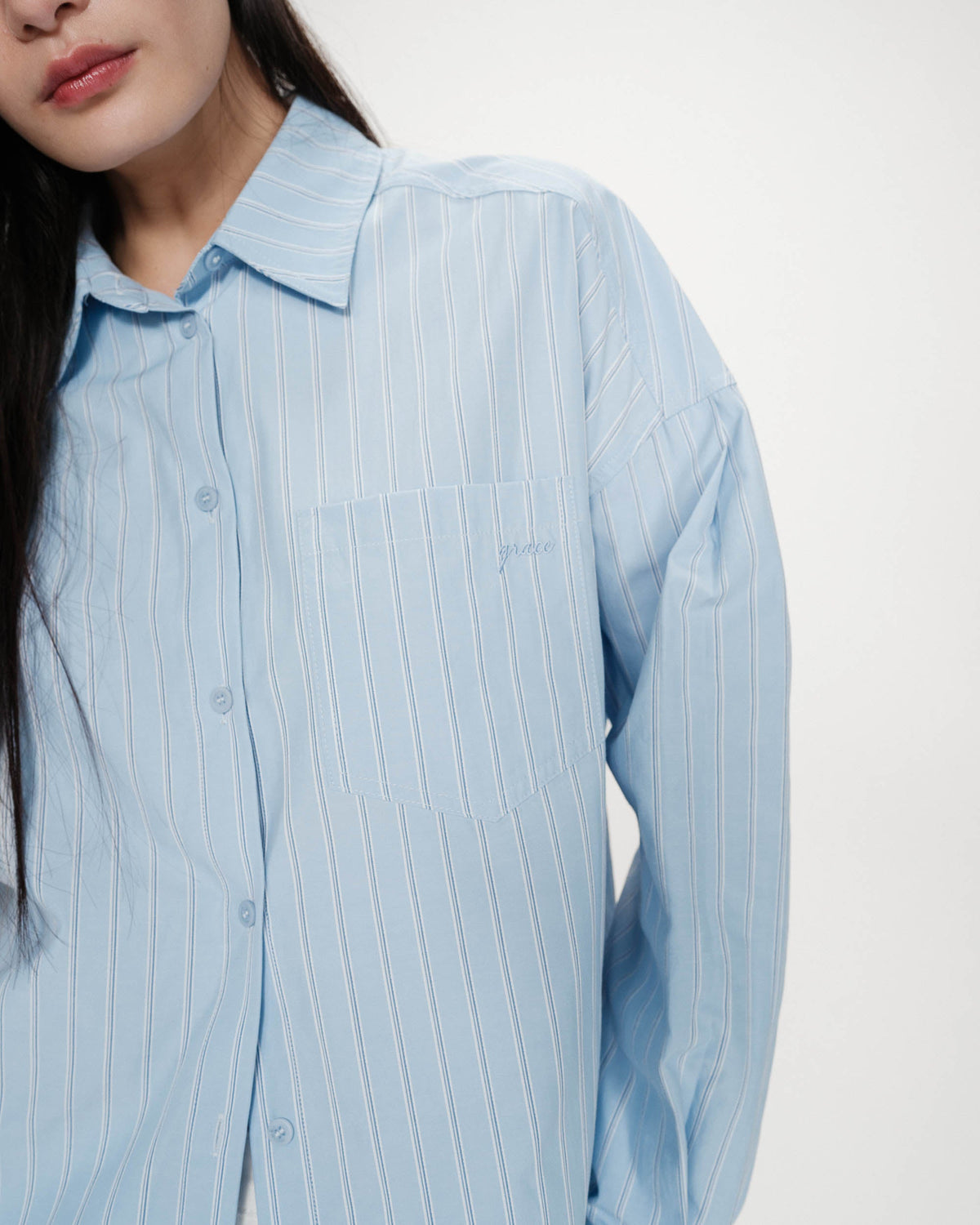 Chemise oversize rayée à nouer dans le dos bleuet Valerie