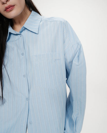 Chemise oversize rayée à nouer dans le dos bleuet Valerie