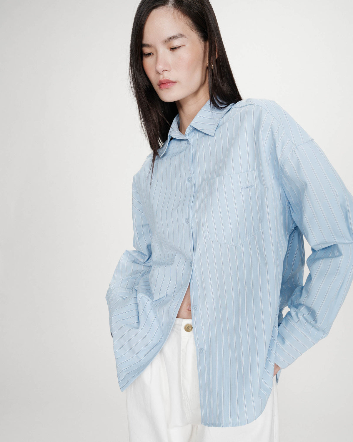 Chemise oversize rayée à nouer dans le dos bleuet Valerie