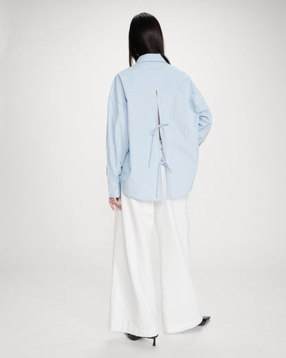 Chemise oversize rayée à nouer dans le dos bleuet Valerie