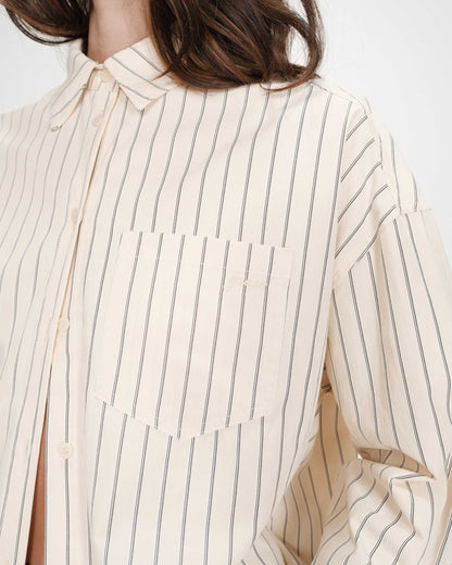 Chemise oversize rayée à nouer dans le dos vanille Valerie