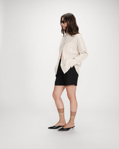 Chemise oversize rayée à nouer dans le dos vanille Valerie