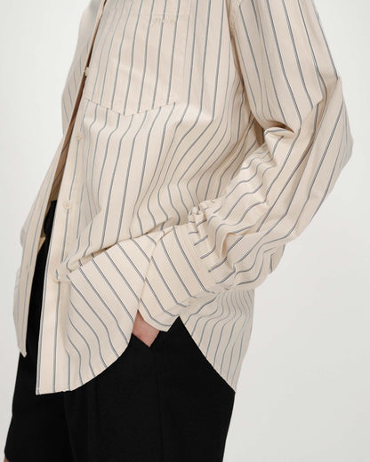 Chemise oversize rayée à nouer dans le dos vanille Valerie