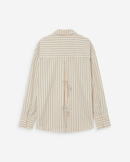 Chemise oversize rayée à nouer dans le dos vanille Valerie