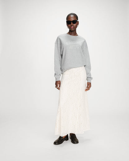 Pull oversize en coton à message brodé gris Valino