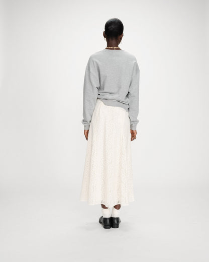 Pull oversize en coton à message brodé gris Valino
