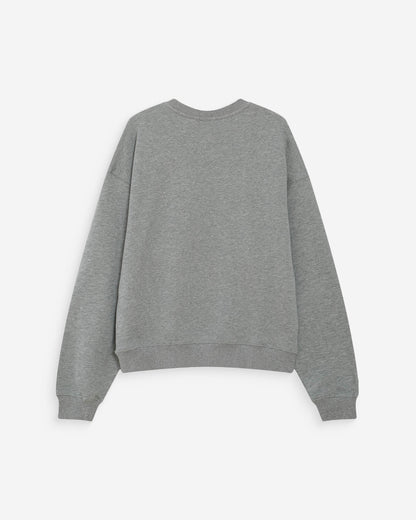 Pull oversize en coton à message brodé gris Valino