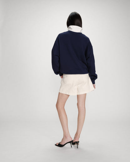 Pull oversize en coton à message brodé marine Valino