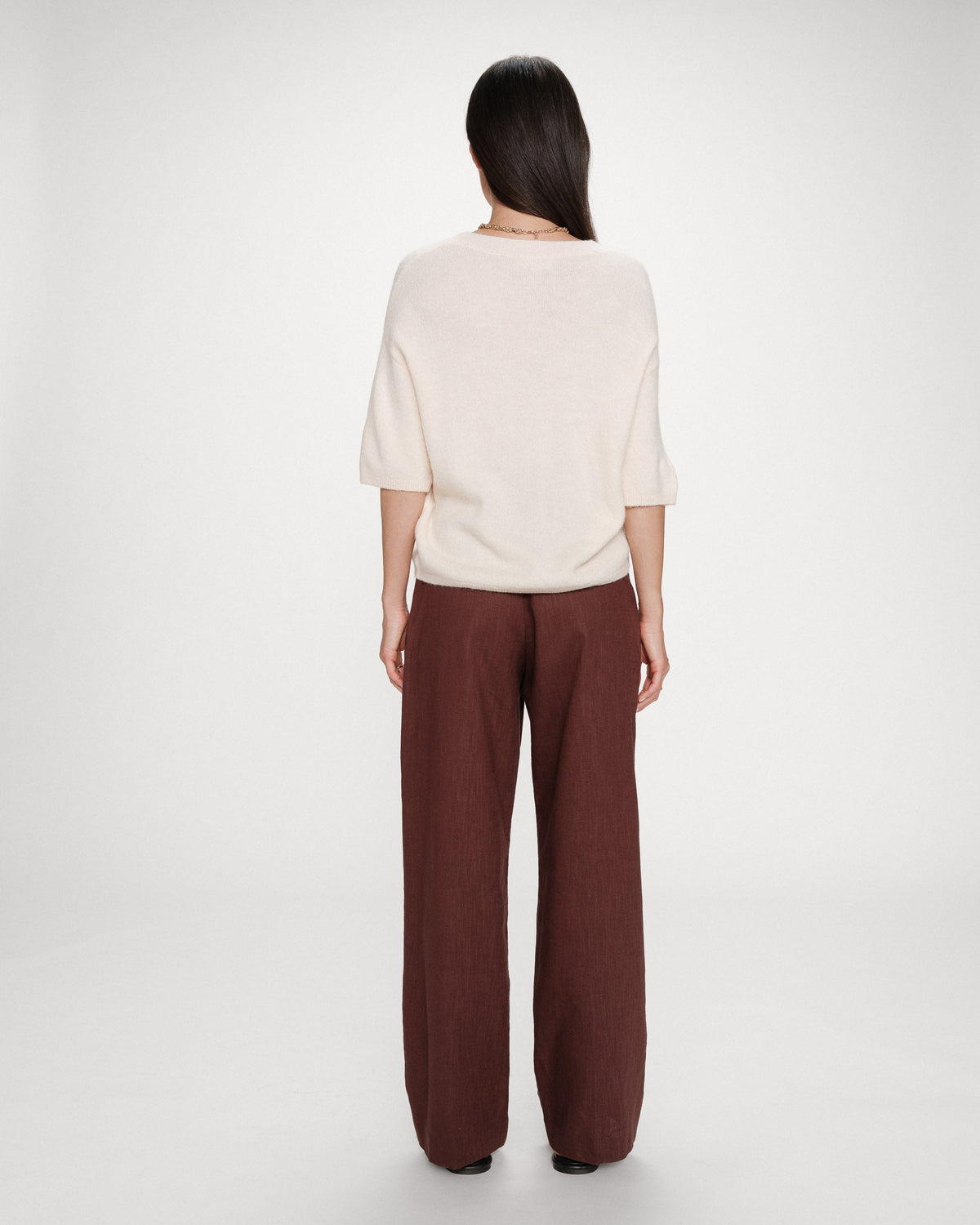 Pull oversize en laine col rond amande Vamos
