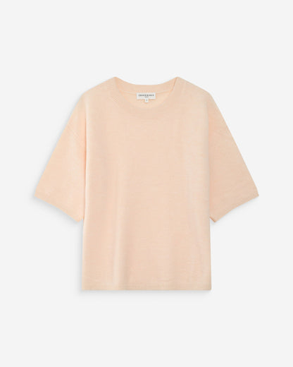 Pull oversize en laine col rond amande Vamos