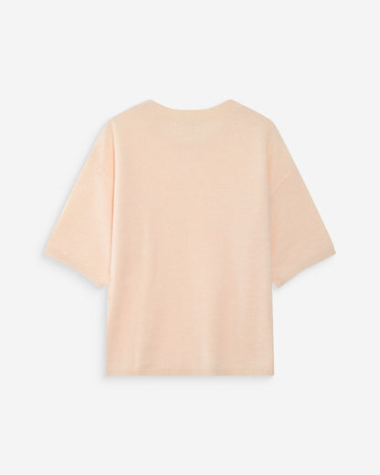 Pull oversize en laine col rond amande Vamos