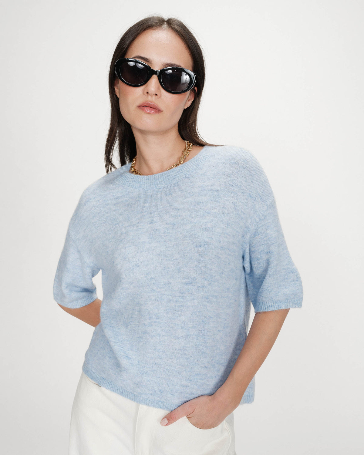 Pull oversize en laine col rond ciel Vamos
