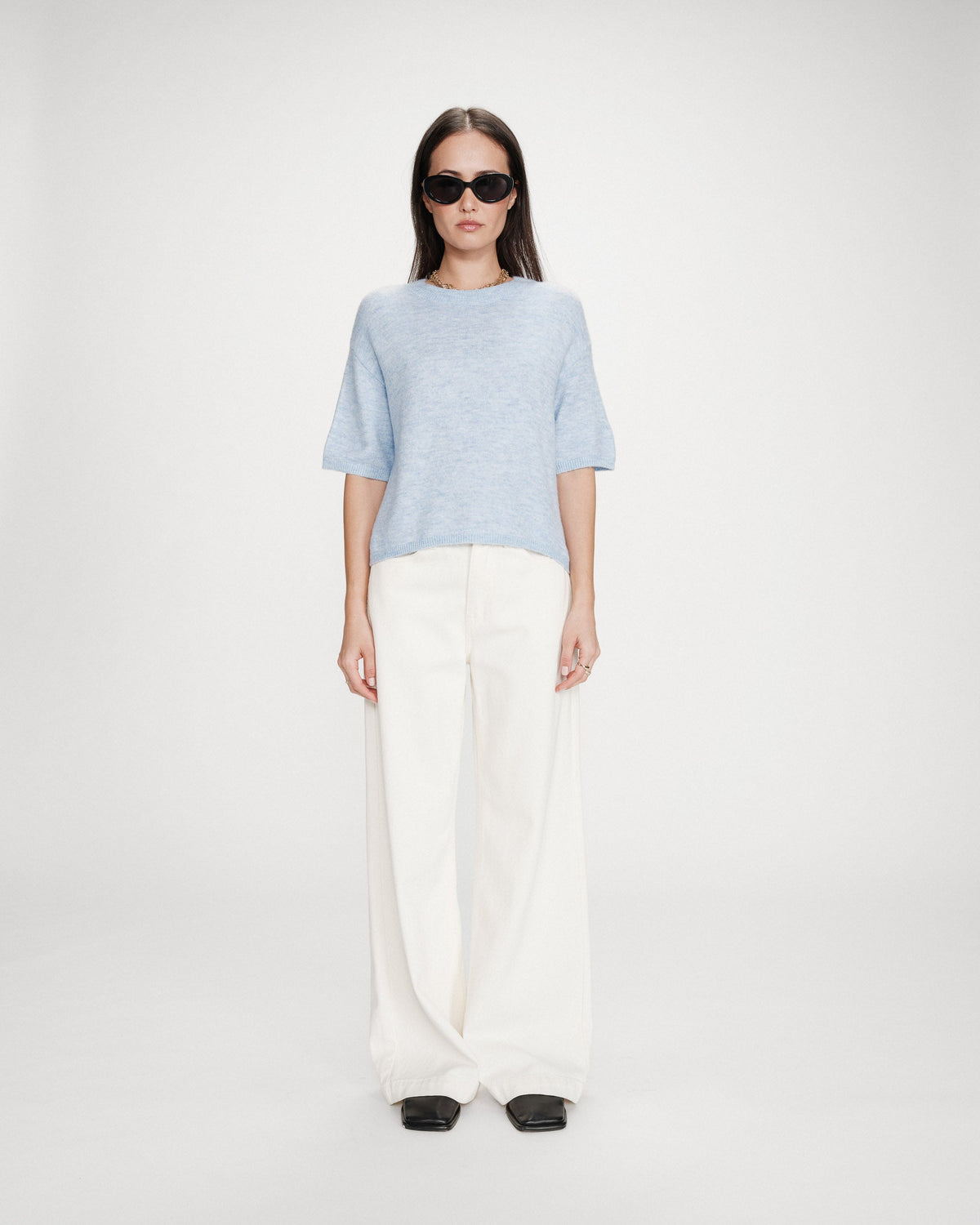 Pull oversize en laine col rond ciel Vamos