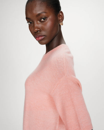 Pull oversize en laine col rond peche Vamos