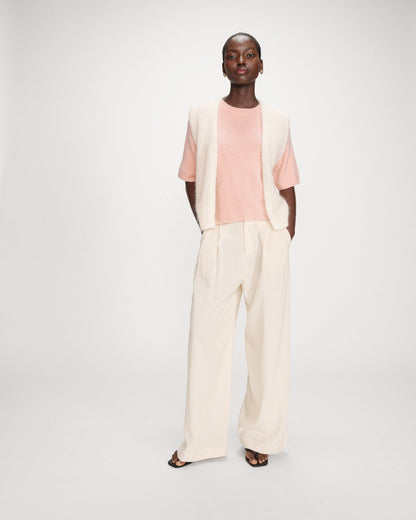 Pull oversize en laine col rond peche Vamos