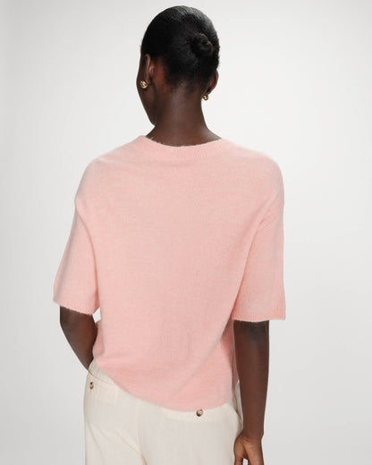 Pull oversize en laine col rond peche Vamos