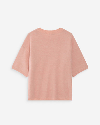 Pull oversize en laine col rond peche Vamos