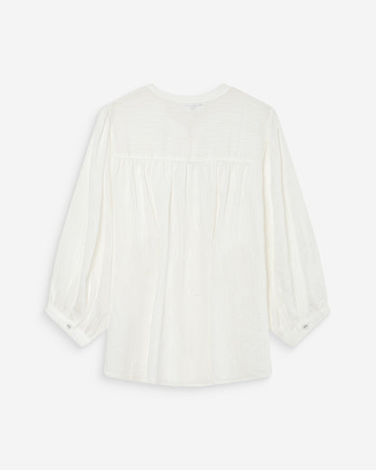 Blouse à manches ballons ample boutonnée ivoire Vanille