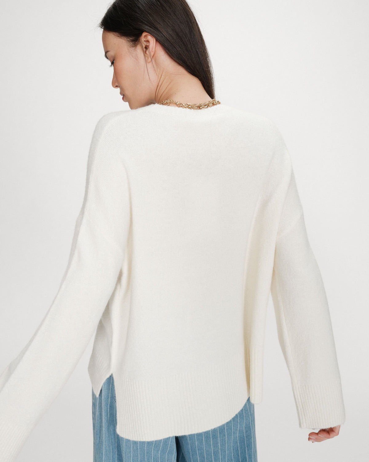Pull oversize en maille à message brodé bleuet Viggo