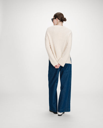 Pull oversize en maille à message brodé marine Viggo