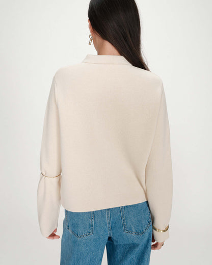 Cardigan boutonné à col chemise avec poches amande Maelys