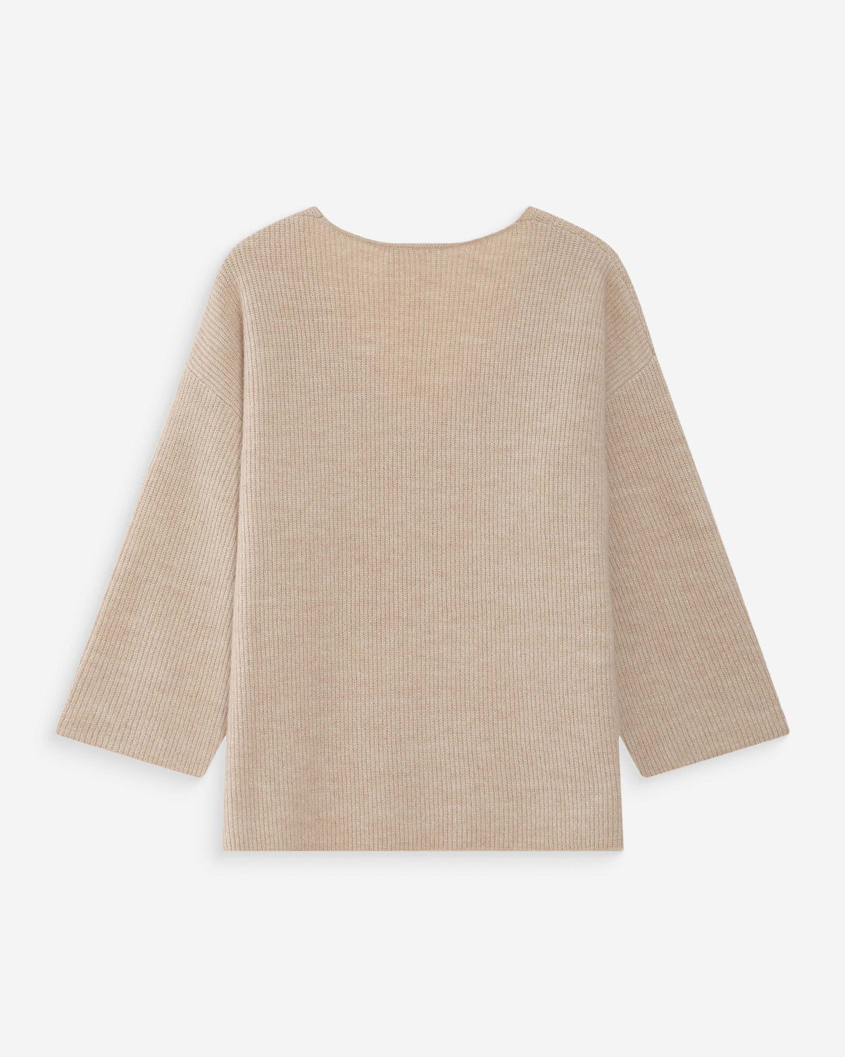 Pull oversize manches 3/4 col V beige Vicenzo