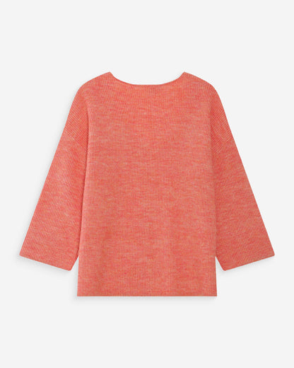 Pull oversize manches 3/4 col V corail Vicenzo