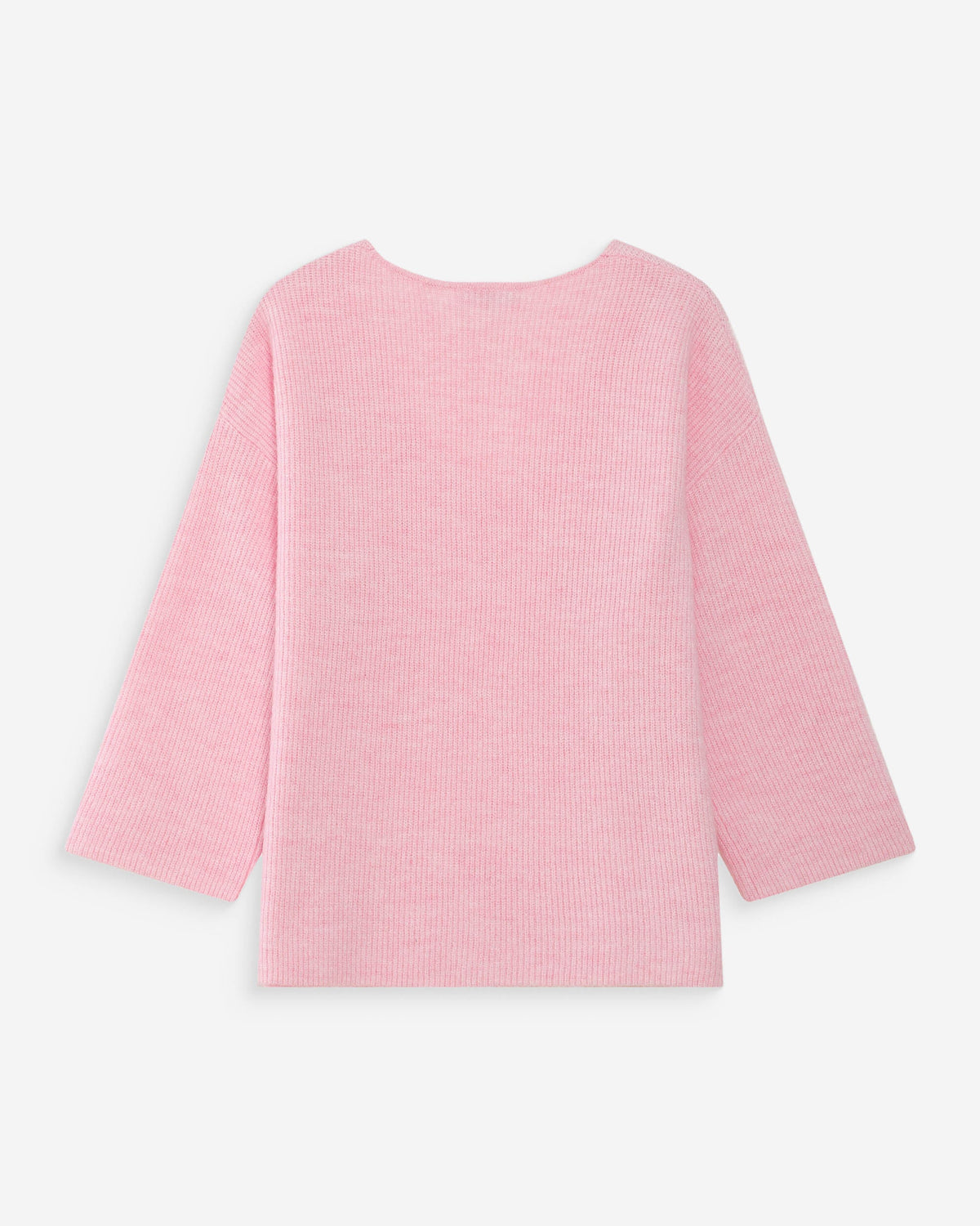Pull oversize manches 3/4 col V rose Vicenzo