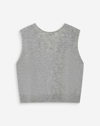 Cardigan sans manches boutonné col V gris Nars