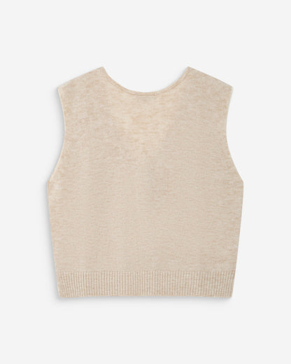 Cardigan sans manches boutonné col V sable Nars